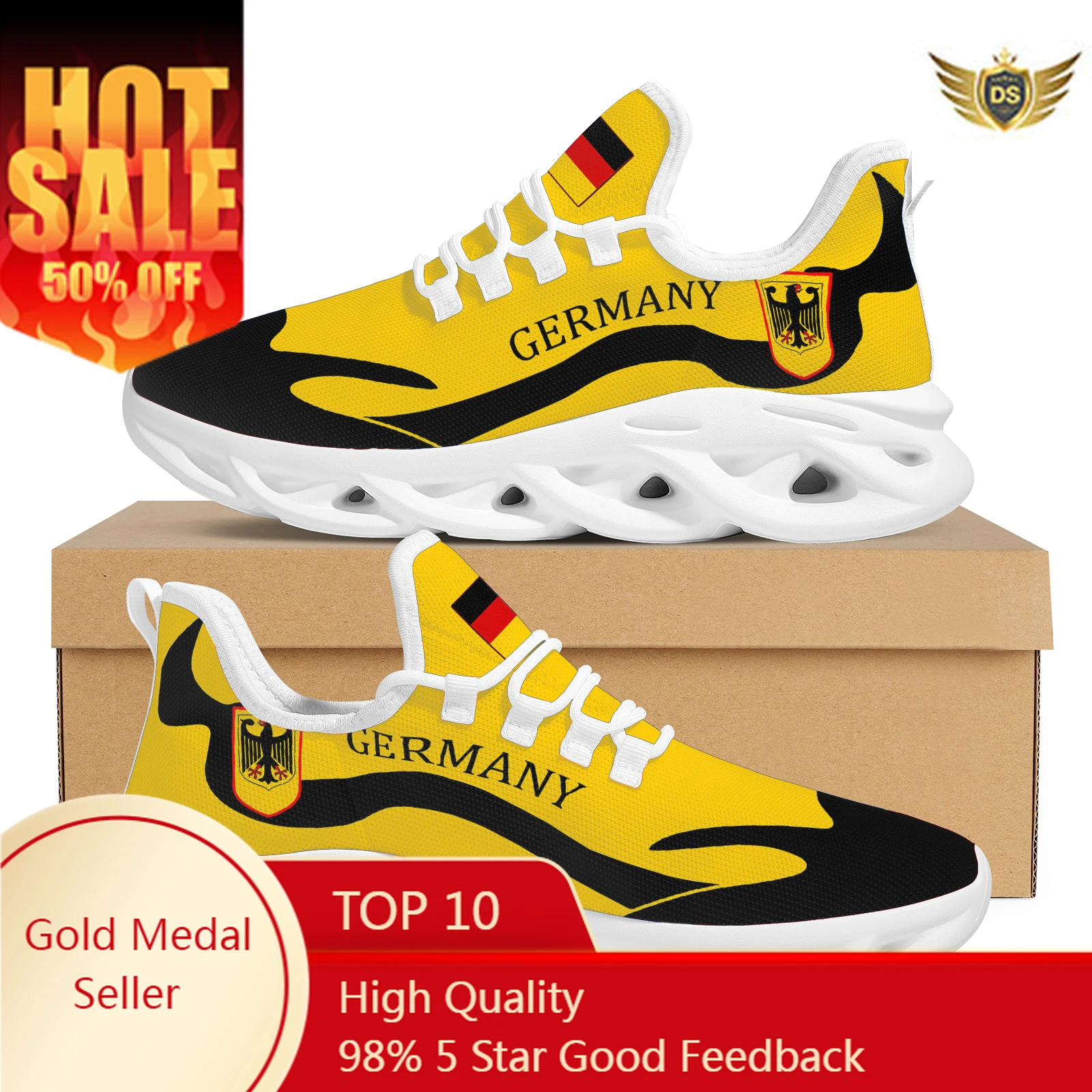 

New German Flag Design Sneakers Russian National Emblem Printing Comfortable Platform Casual Shoes Girls Non-slip Lace-up Shoes