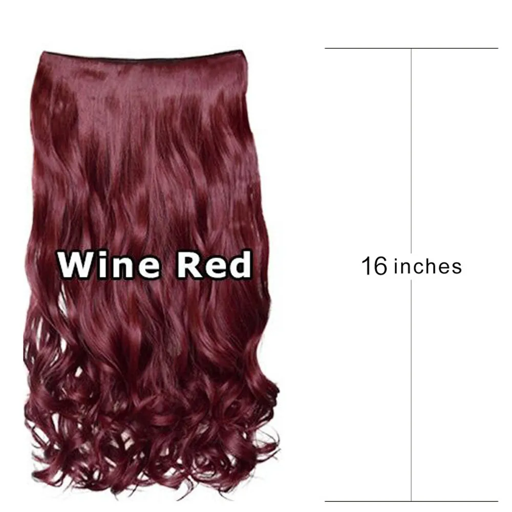 16 Inch Invisible Wire Hair Extensions 5 Clips In Natural Synthetic Long Wavy Hairpieces Black Dark Brown For Women Daily Party