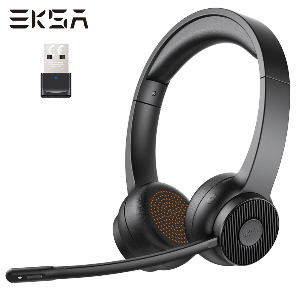 

EKSA H16 Bluetooth 5,2 гарнитура для ПК Беспроводные наушники с AI ENC микрофоном USB донгл 35 часов разговора для офиса/колл-центра