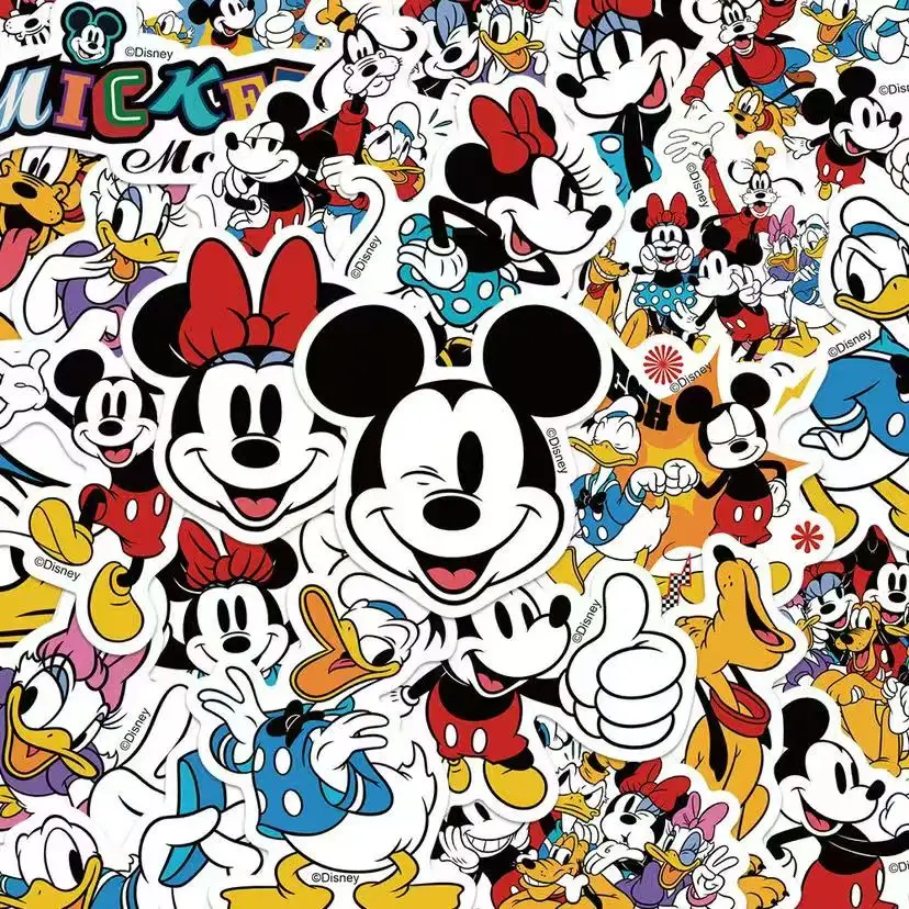 50pcs Disney Mickey Donald Duck series Stickers Cute Notebook Phone Fridge Wall Decals Waterproof Graffiti Scrapbooking Sticker