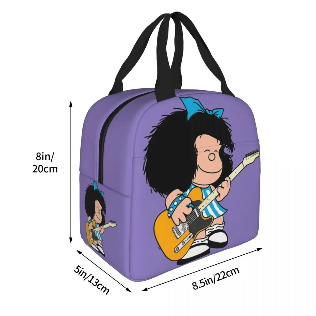 Mafalda Playing Her Guitar Insulated Lunch Bags Portable Kawaii Cartoon Lunch Container Cooler Bag Tote Lunch Box Picnic