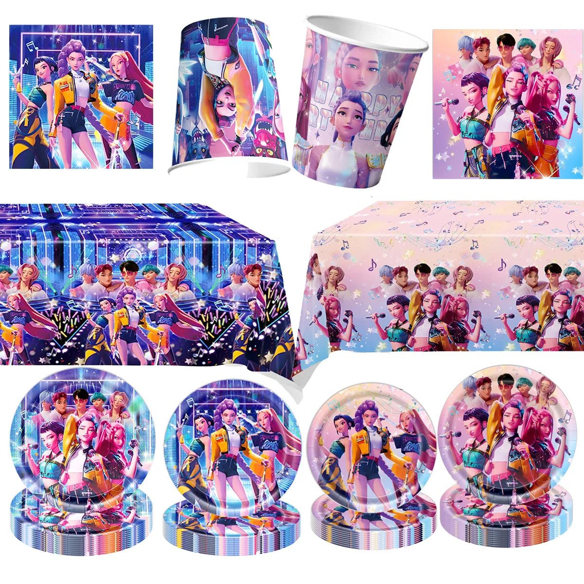 K-Ppop Охотник на демонов Декор для дня рождения Посуда Скатерть Баннер Фон Классная награда Сувениры Сумка для подарков Рождественские подарки