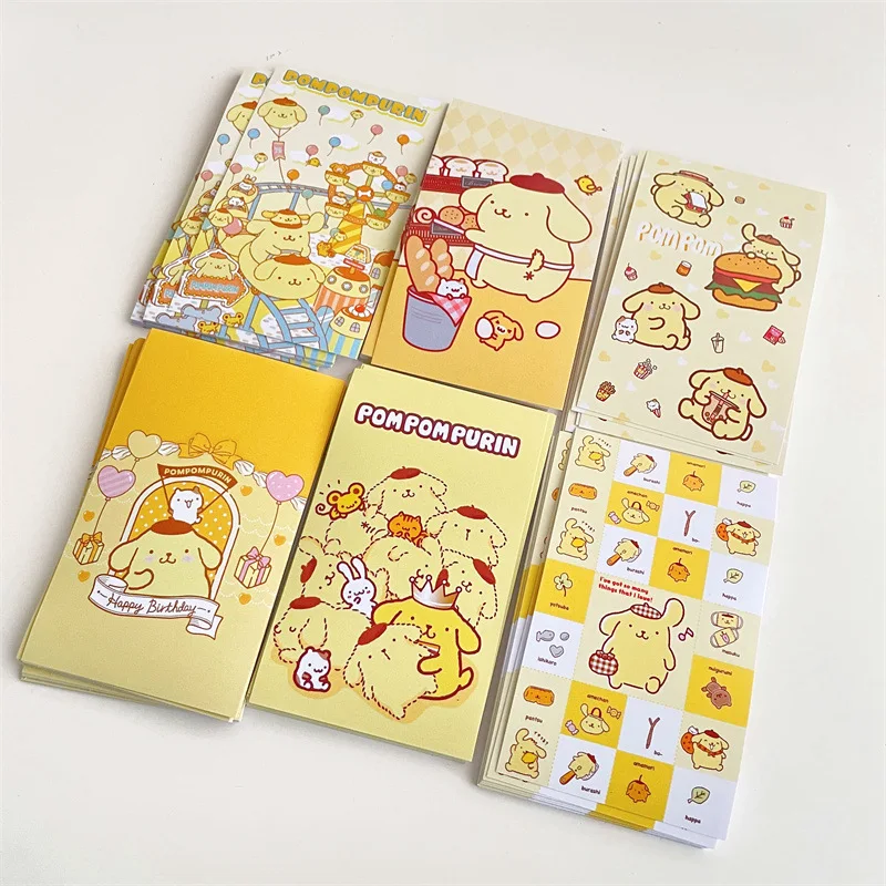 20Pcs Kawaii Sanrio Pompom Purin Sticker Anime Student Stationery Handbook Material Packaging Bag Decorative Closure Sticker Toy