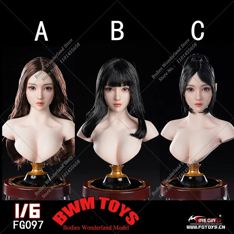 Fire Girl Toys FG097 1/6 Scale Pale Skin Asian Girl Head Sculpt Carving Model for 12Inch Female Action Figure Model Toys