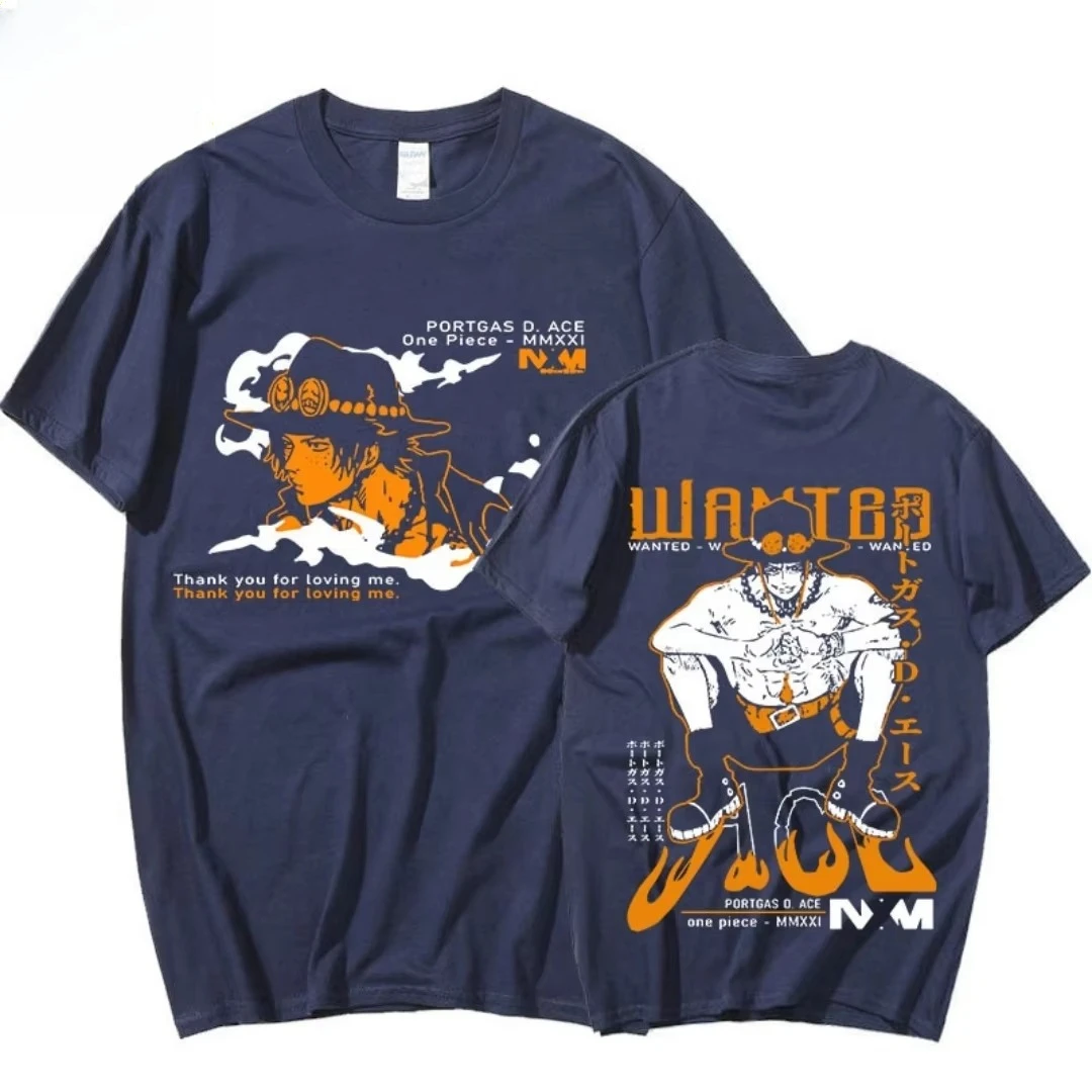 قطعة واحدة Portgas D. Ace للرجال والنساء 2026 صيف جديد أنيمي Harajuku مزدوجة الوجهين مطبوعة الأمريكية عادية الوالدين والطفل #4
