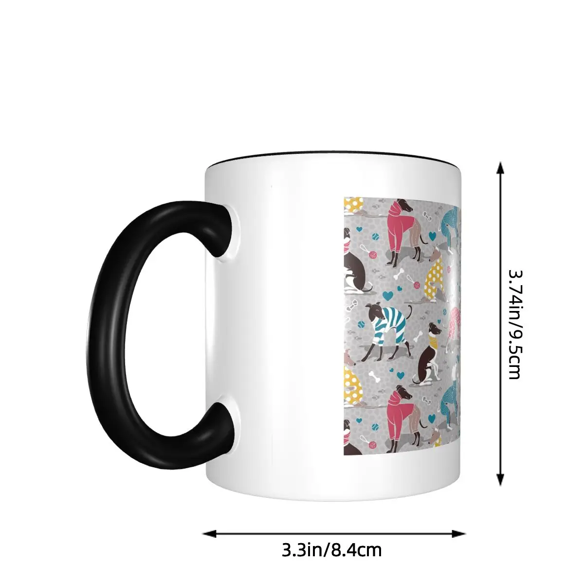 Greyhounds Dogwalk Grey Background Mug Funny Ceramic Coffee Cups Tea Mugs Milk Cup Drinkware Gift for Woman Man