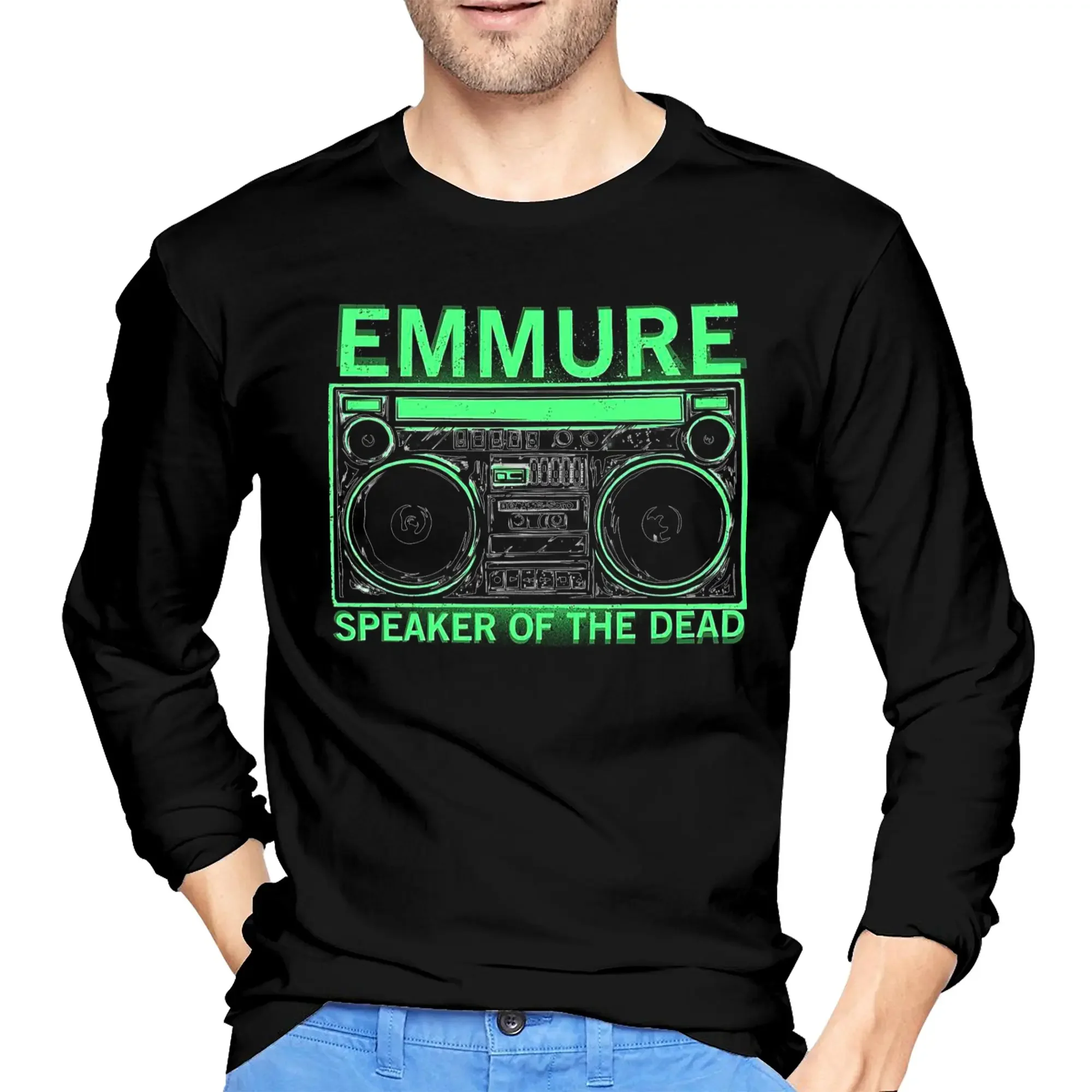 

Emmure speaker of the dead Men's Long Sleeved T-shirt Breathable Round Neck T shirts Spring and Autumn Men tops