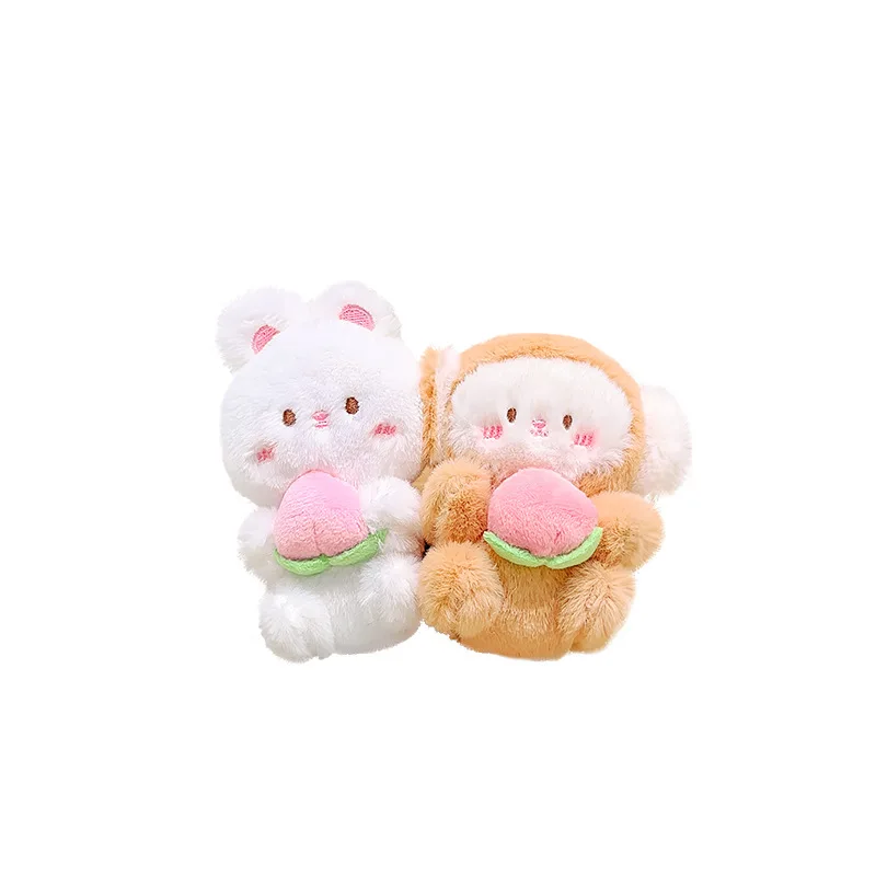 Fashione Peach You Love Series peluche colgante magnético conejo mono pareja que ama los melocotones, mochila llavero pequeño regalo