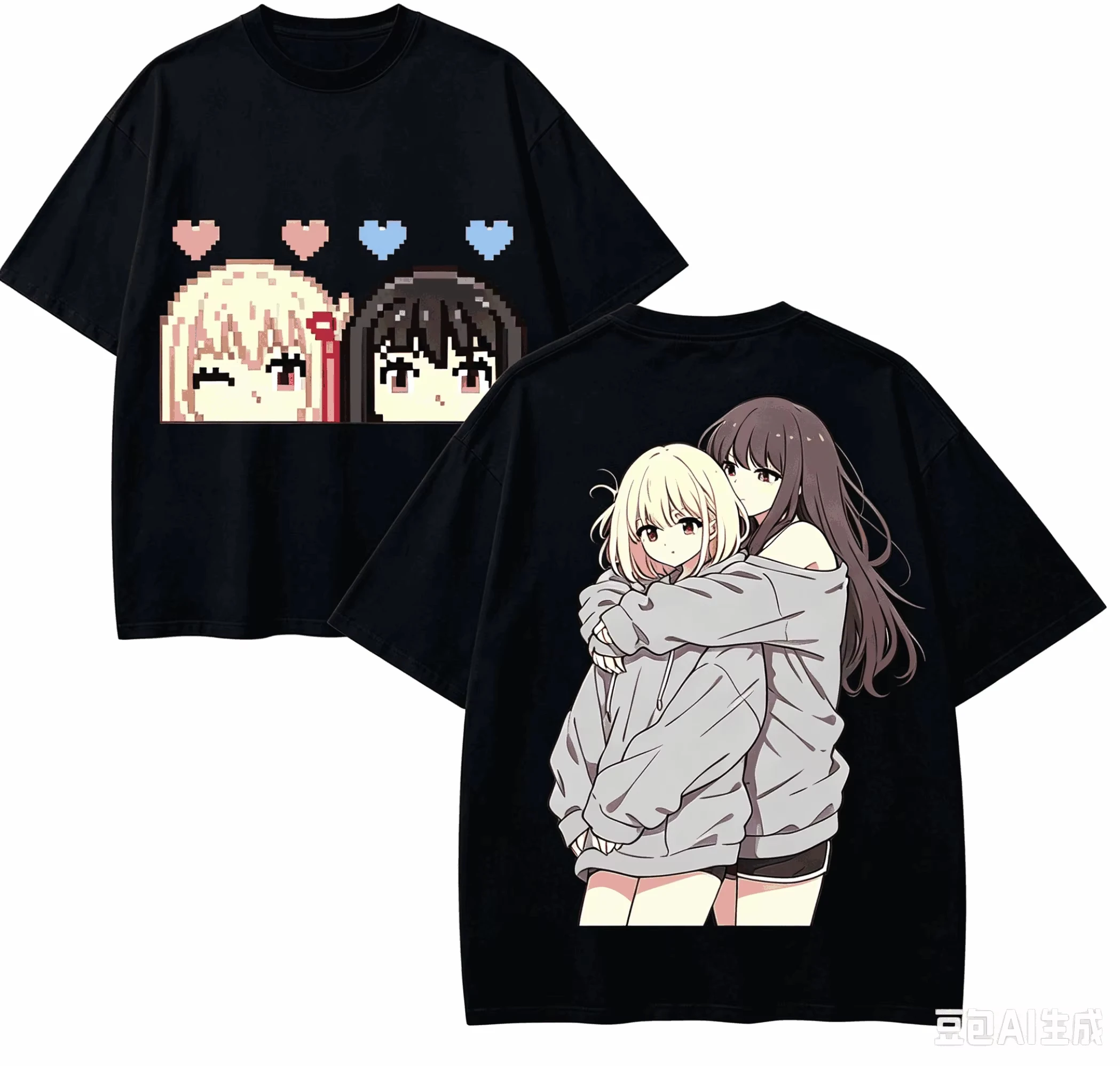 Lycoris Recoil Retro Fashion Oversized Unisex Fashion Street Casual Tee Classic Loose Streetwear Trendy Cotton high quality soft