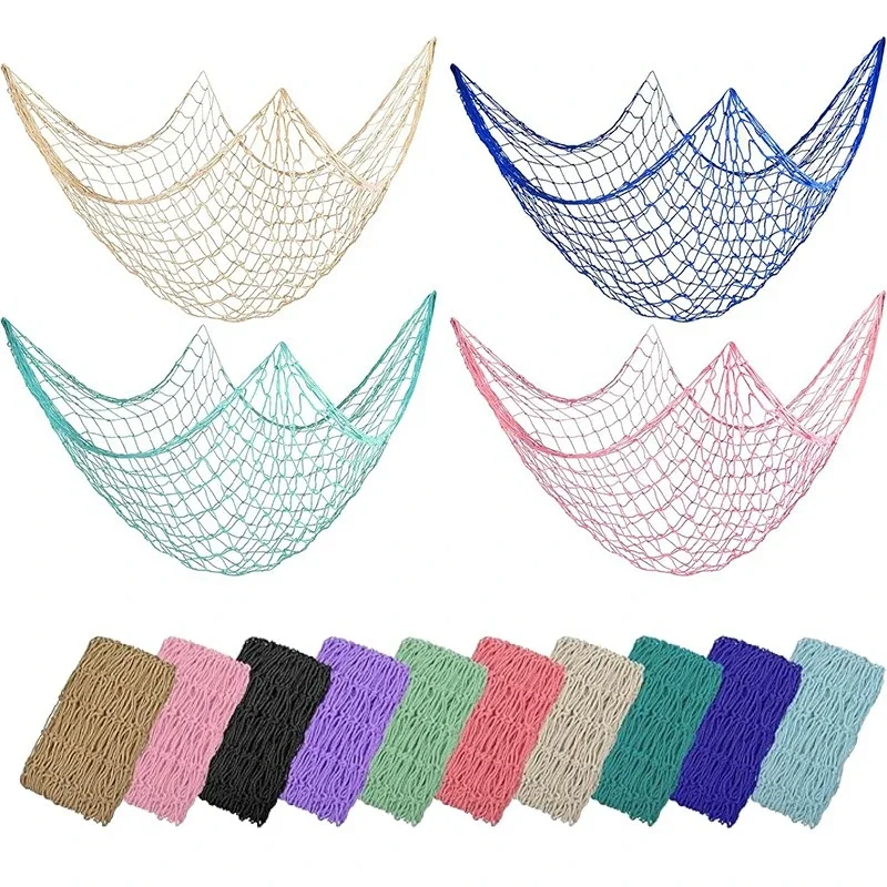 1pcs Mediterranean Decorative Fishing Net Background Wall Hanging Web Multi-color Handmade Pendant Not Easily Broken or Deformed