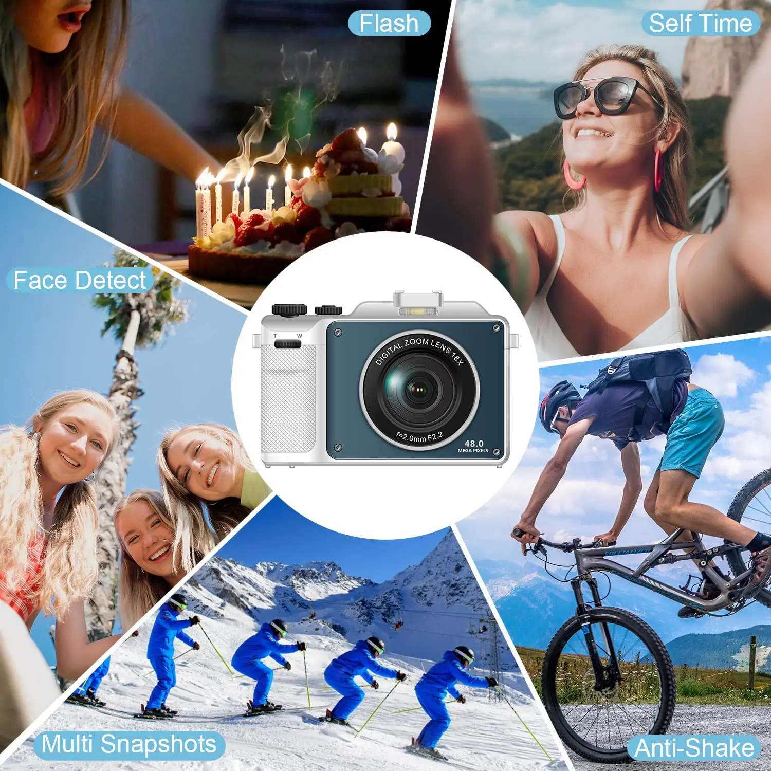 Dual Lens Digital Photo Camera For Selfie 4K Photography Camcorder DIY Frame Beginner Vlog Video Recorder 18X Live Stream Webcam