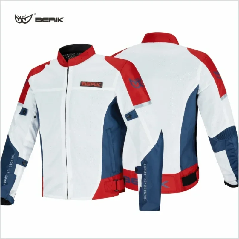 BERIK Big Eyed Men's Biker Jacket Summer Mesh Jacket Ventilation Fall Prevention Polyester Material Cross-country Gear