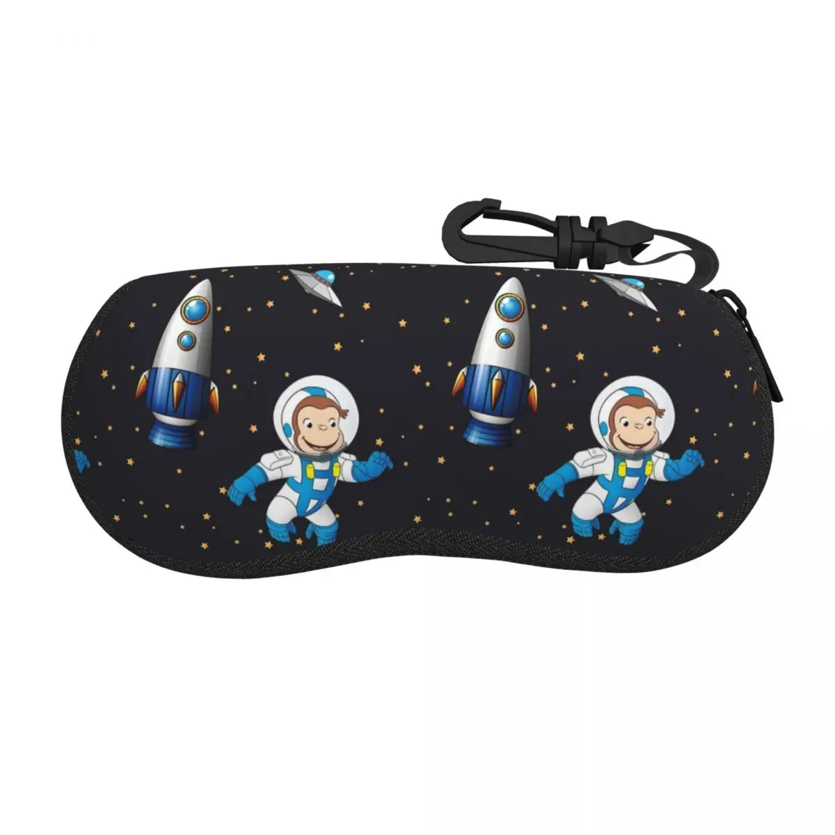 

George The Curious Monkey Astronaut Cartoon Shell Glasses Case Portable Sunglasses Box Women Men Soft Eyeglass Bag Pouch