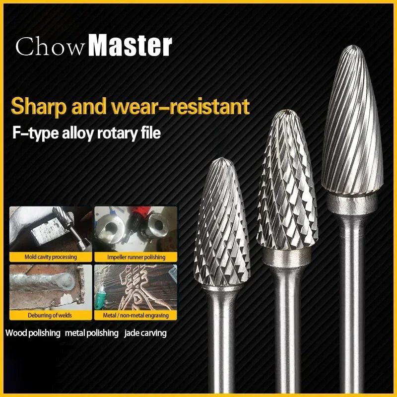 Tree Shape File Hand Tools Metal Engraving Milling Cutter Straight Shank Rotary Burr F(FX) Cemented Carbide Rotary Grinding Head