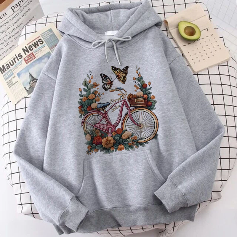 Choisissez être reconnaissant Floral vélo imprimé automne hiver sweats à capuche vêtements femmes graphique à capuche Vintage Y2k sweats pulls