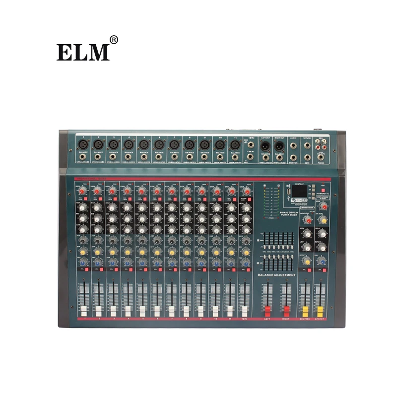 

DN1233 ELM 12 Channel professional sound audio power mixer usb interface controller mixer professional audio amplifier