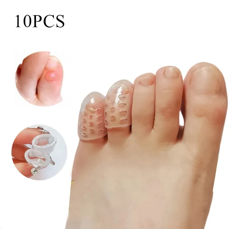 10Pcs Silicone Toe Caps Anti-Friction Breathable Toe Protector Prevents Blisters Toe Caps Cover Protectors Foot Care