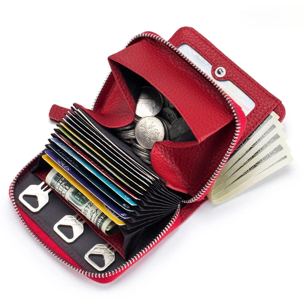 

New Genuine Leather Women Wallets Portable Clutch Female Cowhide Purses Lady Small Coin Pocket Card Holder Mini Money Bag