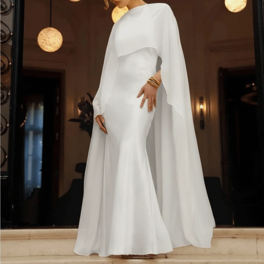 

Элегантная длинная шифоновая накидка в горошек, тонкая вечерняя накидка, однотонное пончо для вечеринок