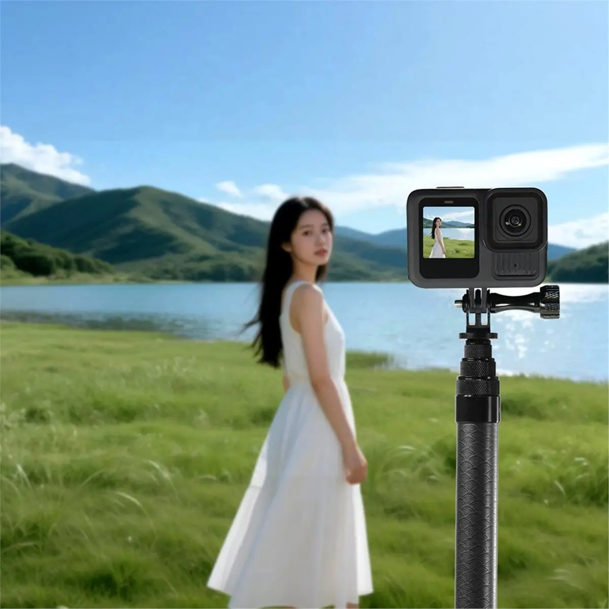 

For Insta360X5 Selfie Extension Stick for Camera Outdoor Three-Card Selfie Stick Action Camera Accessories 1.5M