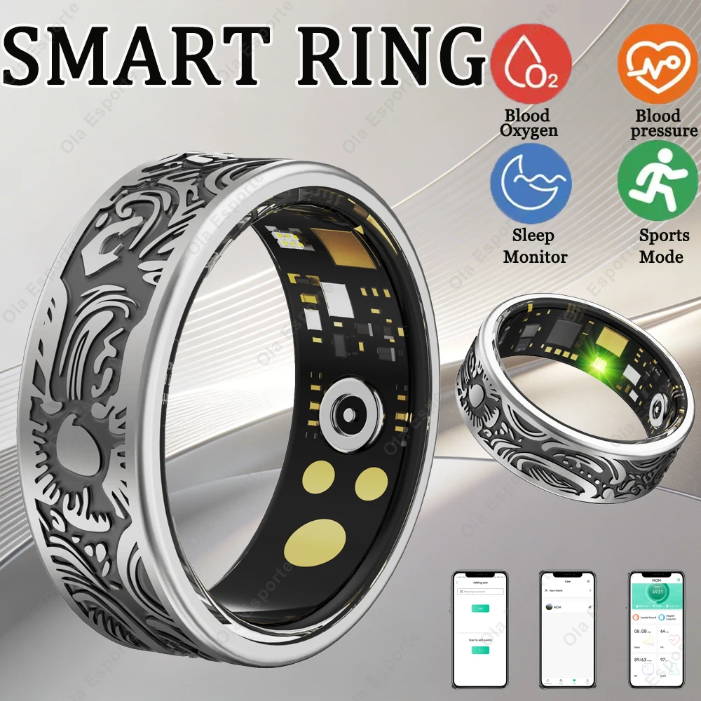 Fashion Retro Smart Ring Men Women Heart Rate Blood Oxygen Sleep Health Monitoring Ring Waterproof Sports Count steps Smartring