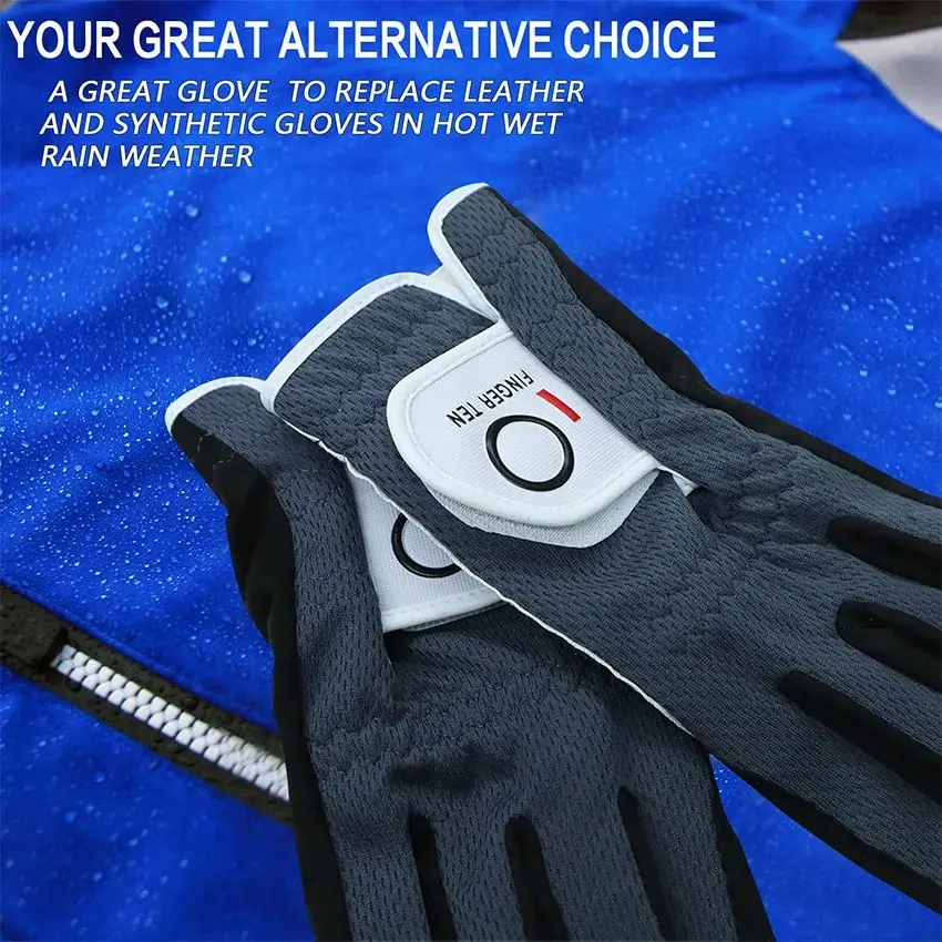 Men\'s Golf Glove Rain Grip Both Left and Right Hand Value 1 Pair, Hot Wet Weather Grip Fit Size Small Medium Large XL XXL