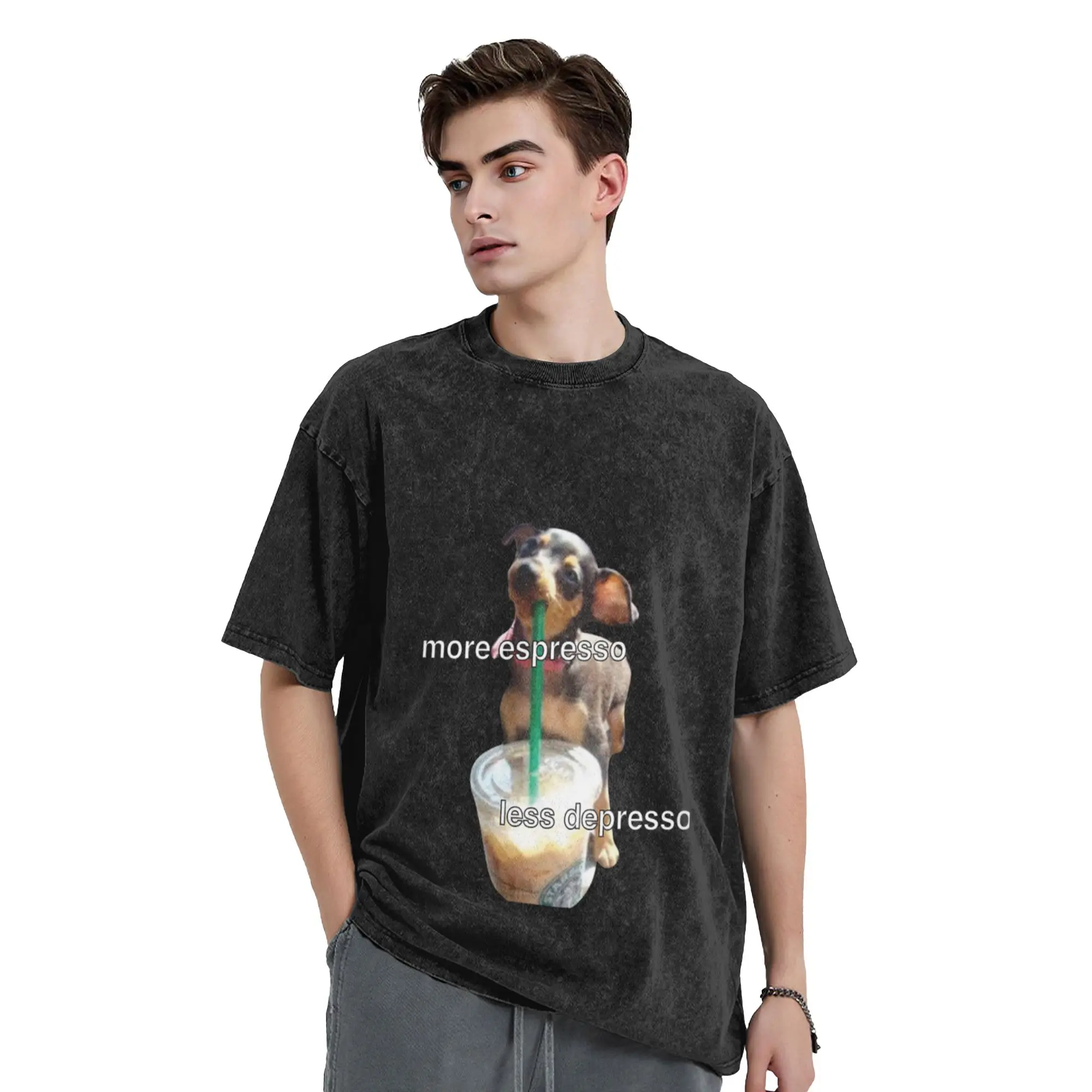 more espresso less depresso Classic Stylish A T-Shirt Oversized Short Sleeve Men's Women's Cotton Tees Tops