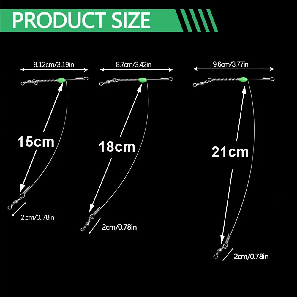 10PCS Fishing leader Line with Fluorescent beads Balance 3 Way Steel wire Leader Cross Line Jig Surf fishing rig Saltwater Tool