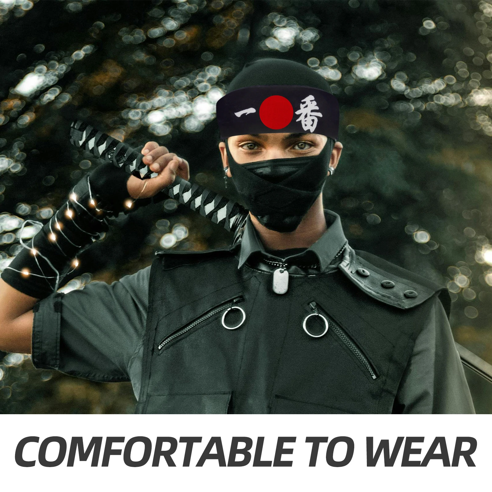 

2Pcs Japanese Style Headband Samurai Headband Breathable Sports Sweat Absorbent Running Yoga Chef Cooking Hair Band