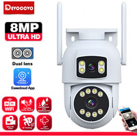 4K 8MP Dual Lens WiFi PTZ Surveillance Camera Outdoor Waterproof 2 Way Audio Automatic Tracking CCTV Security Protection Camera