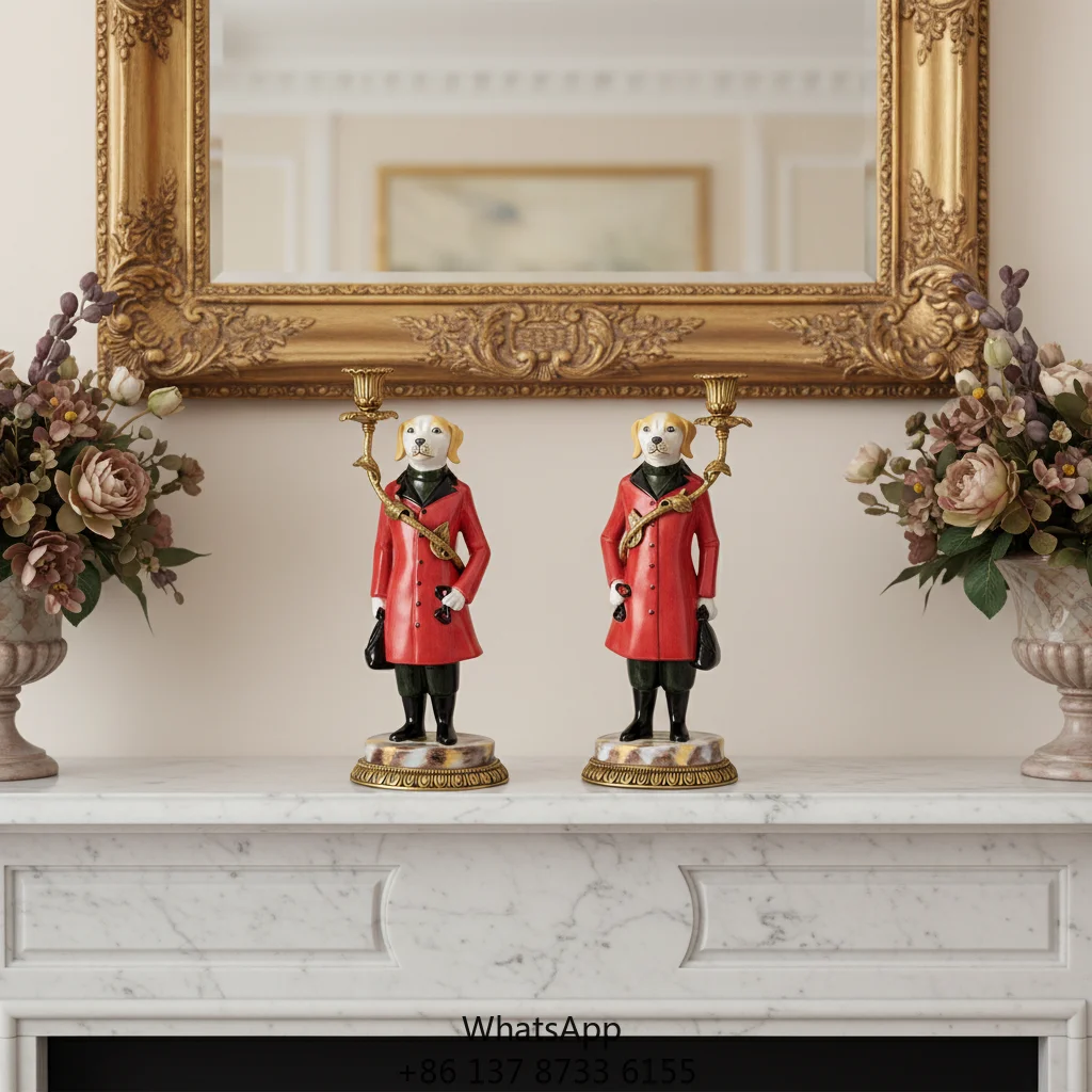 

Villa Hallway Fireplace Puppy Angel Multi-shape Pure Copper Hand-painted Ceramic Decorations