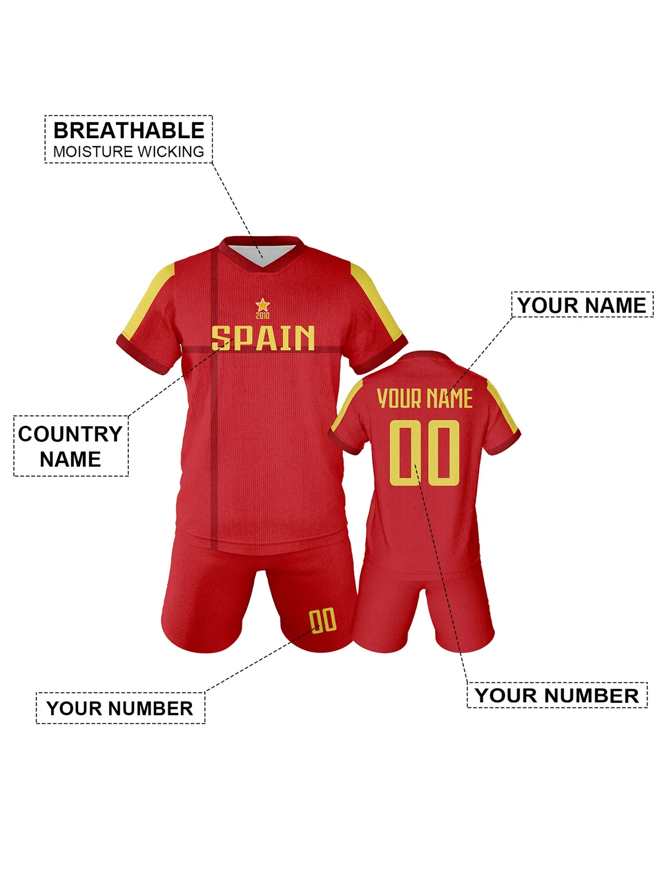 Ensembles de maillots de football personnalisés pour garçons et filles, kits de football, tenue d\'entraînement pour enfants, uniforme de club, nom