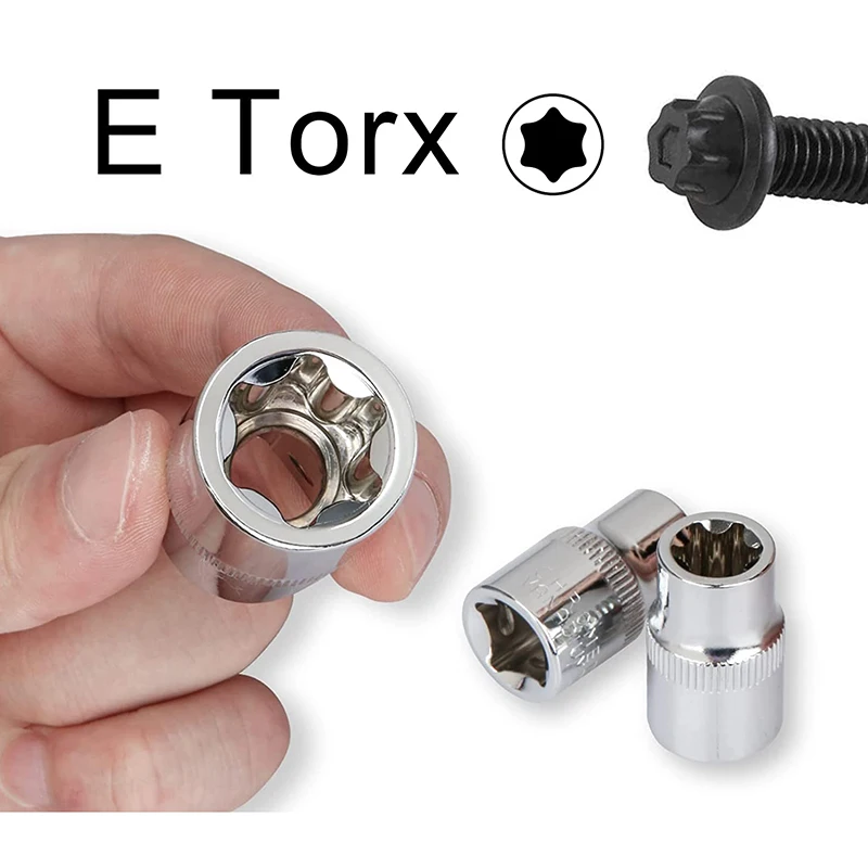 14Pcs E-Torx Star ชุดซ็อกเก็ตหญิงภายนอก Star E4-E24แรงบิดชุดซ็อกเก็ต1/4 "3/8" 1/2 "อะแดปเตอร์