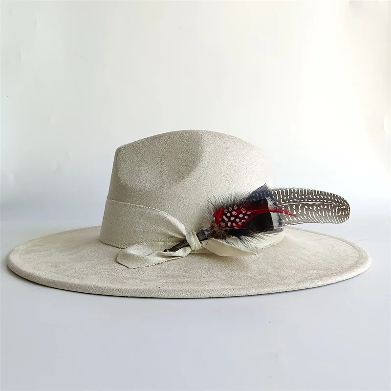 Hat accessories Feather knitted design new style various hat accessories jazz cowboy hat fedora hat straw hat for men and women