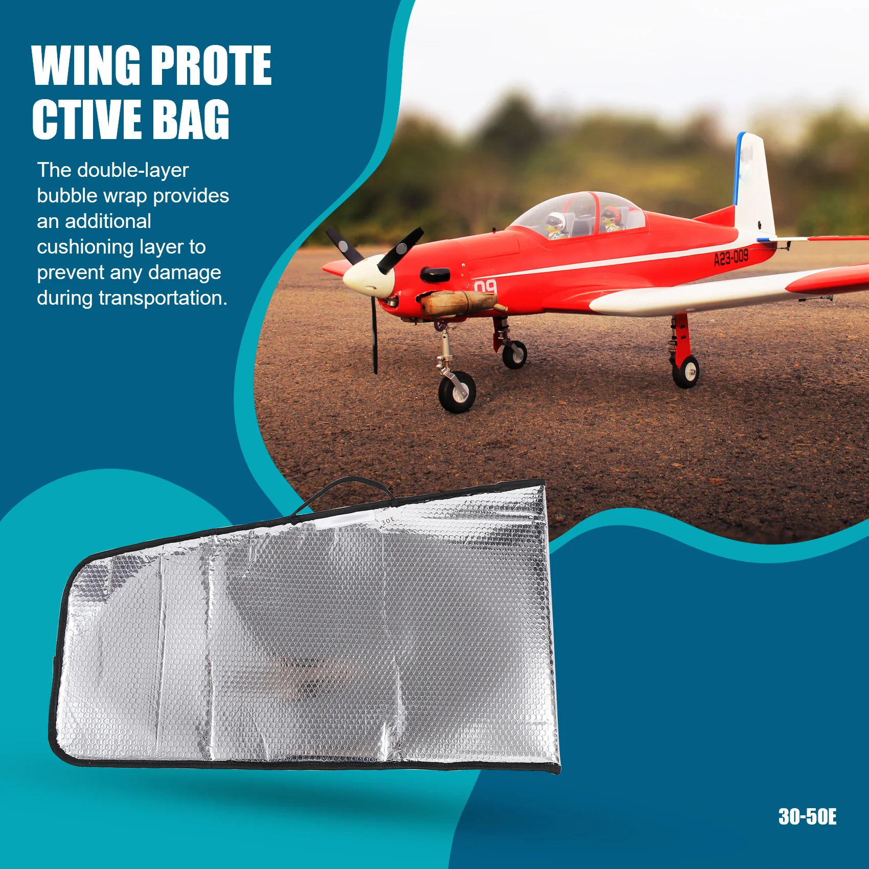 BEDW-Bubble Layer Protection Wing Tote Bag Dubbellaags Bubble Wing Bag Beschermende behuizing voor RC-modelvliegtuig