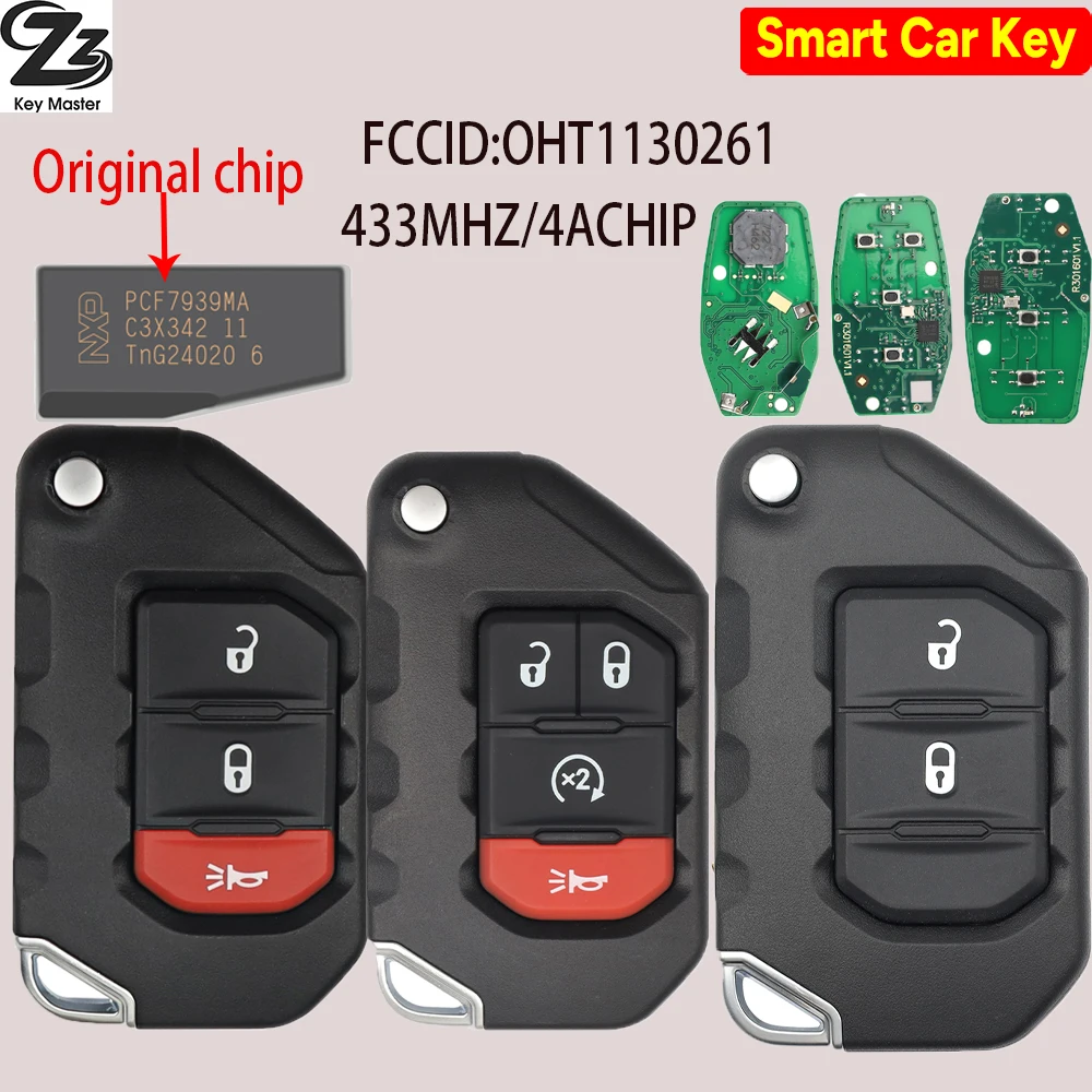 

Чип Zz 4A 433 МГц OHT1130261 PN:68416784AA, откидной автомобильный ключ без ключа для Jeep Gladiator Wrangler 2018-2021 68416784AA