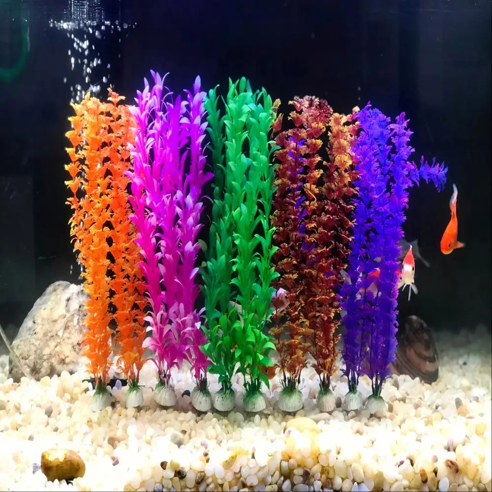 Venta al por mayor 6 unids/lote acuario plantas simuladas cocoteros adornos tortugas Reptiles mascotas para pecera paisajismo 16cm 30cm