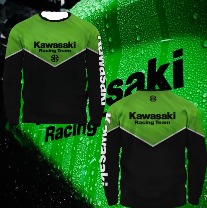 

Мужская футболка Kawasaki Motorcycle Racing Team с длинным рукавом, весенне-осенние женские футболки, новинка 2025 года, спортивная детская одежда, топы