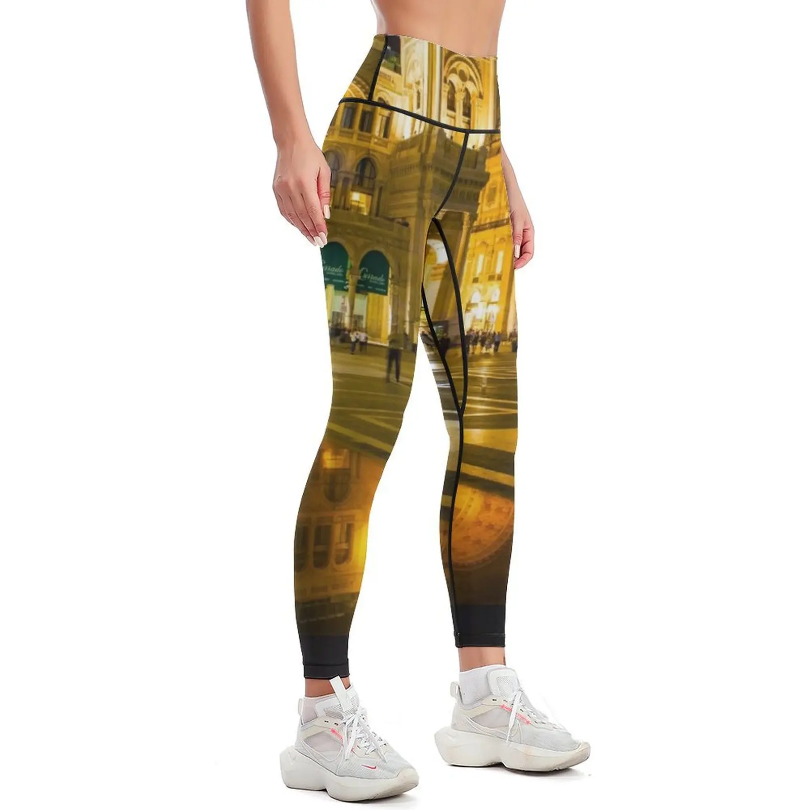 Piazza del Duomo at night, Milan, ITALY Leggings Sports female Women sportwear Training pants Womens Leggings