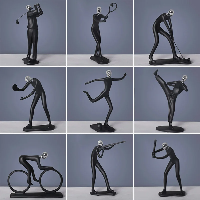 Nordic Modern Athlete Figure Golfer Footballer Cyclist Shooter Sculpture Statue Bookshelf Wine Cabinet Living Room Home Decor