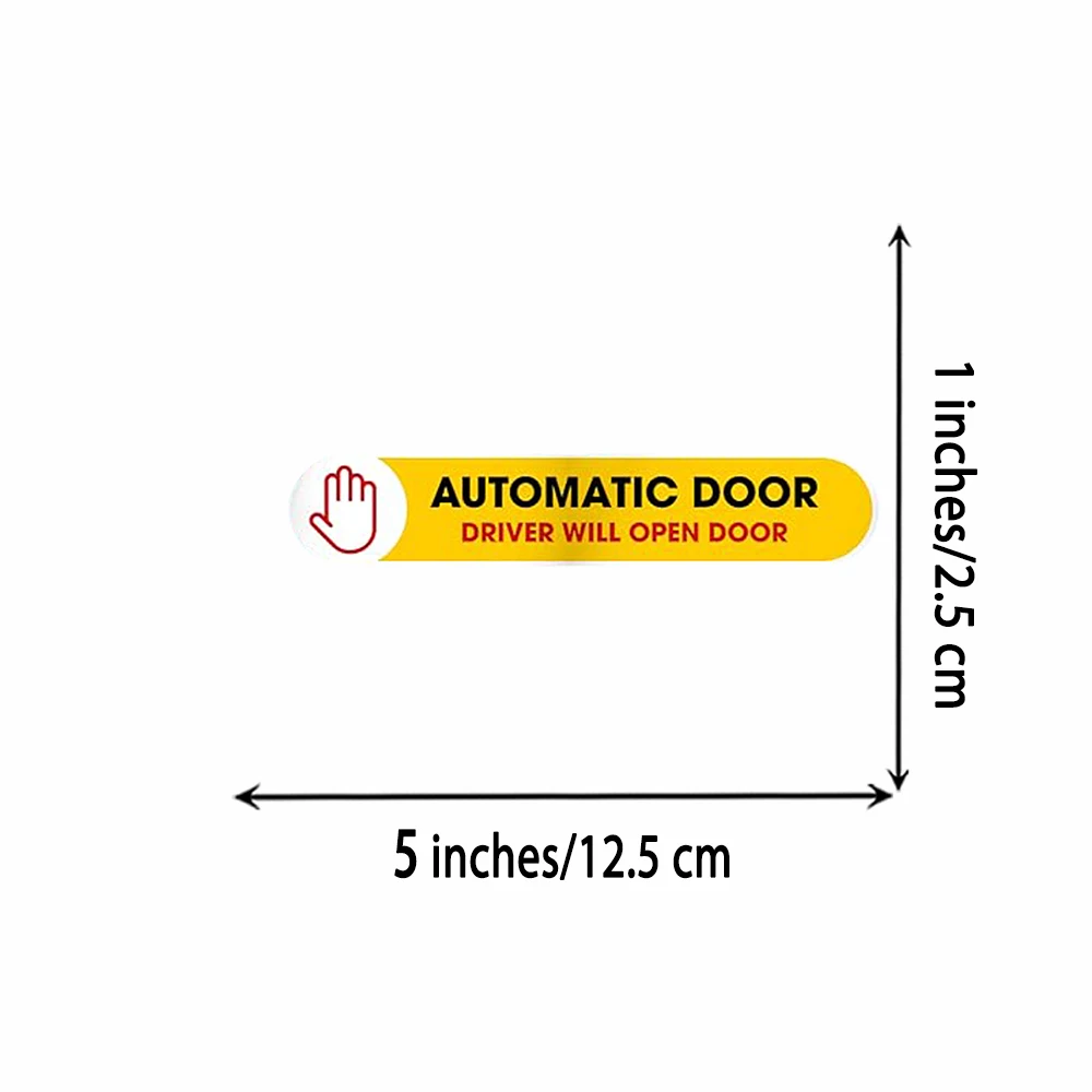 2Pcs 1x5 Inches Automatic Door Warning Sticker, Driver Will Open Door Sign Vinyl Car Decor Decal