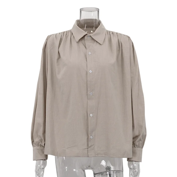 

Ele Loose Women's Long Sve irt Stand Collar Open Cardigan Commute Sle Spring Autumn New Arrival Casual Top