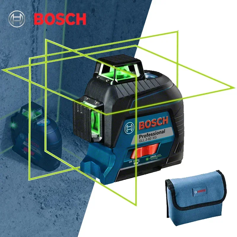 BOSCH GLL3-60XG 12 Lines Laser Level Green 3D Level Self-leveling 360 Horizontal & Vertical Cross Super Powerful Measuring Tool