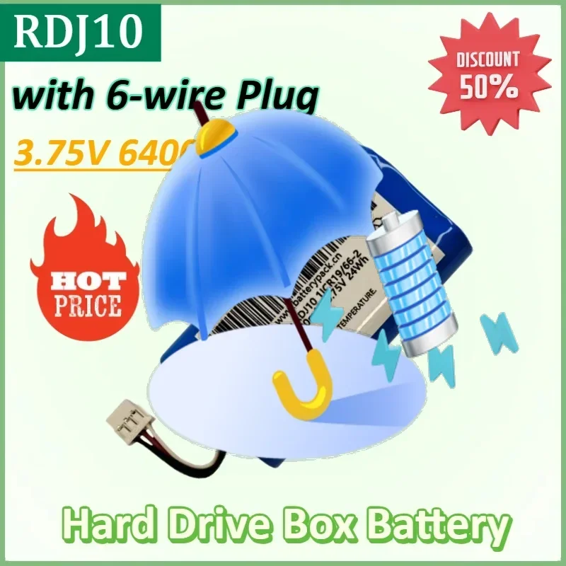 

RDJ10 3.75V 6400mAh 24Wh Li-ion Hard Drive Box Battery with 6-wire Plug Rechargeable Battery Pack
