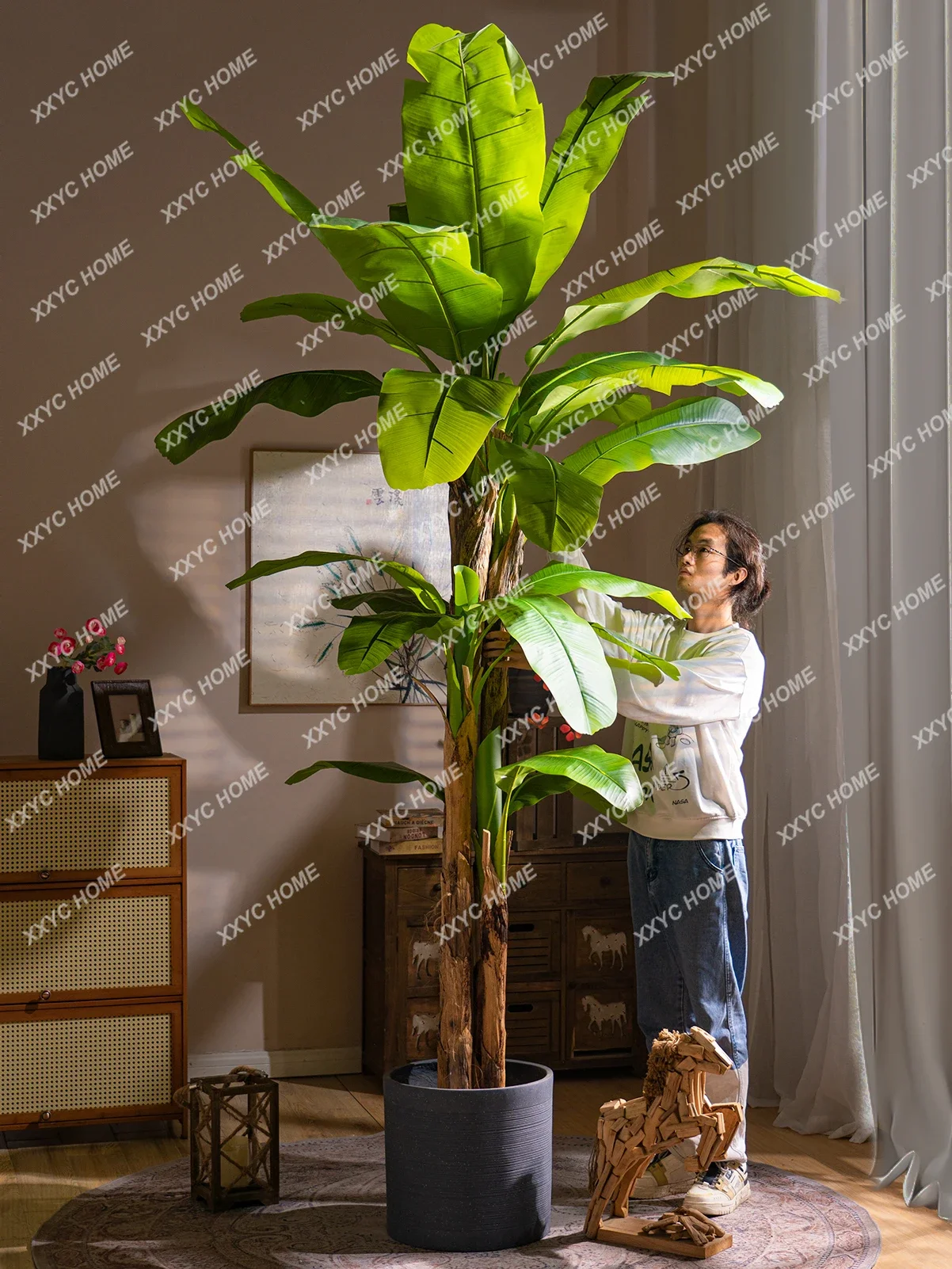 

Large Artificial Big Leaves Banana Tree Decorative Bionic Green Plant Indoor Plant Ornaments