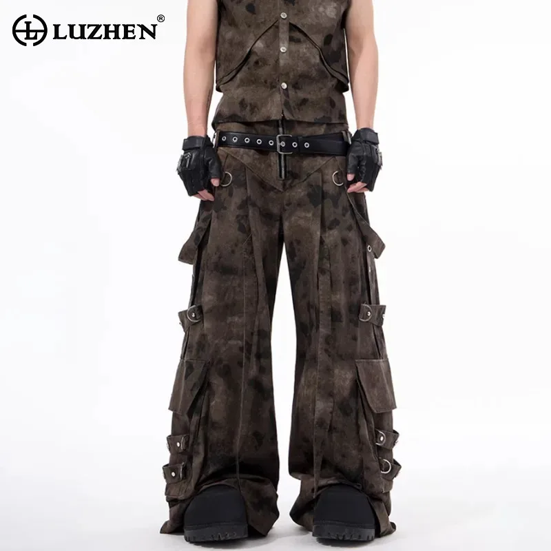 

LUZHEN High Street Trendy Personalized Patchwork Many Pockets Decorate Loose Casual Pants Men 2025 New Original Trousers JY2380