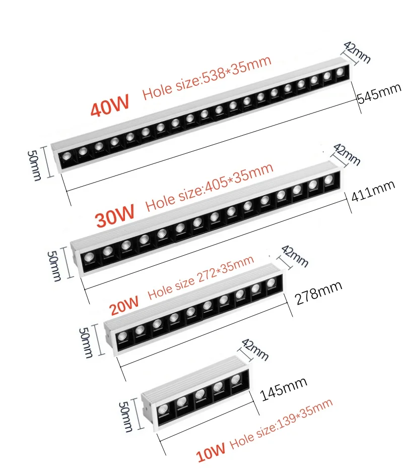 LED Downlight Spotlight Recessed Rectangular 40W Office Living Room Bedroom Home Decoration COB Ceiling Light Indoor Lighting