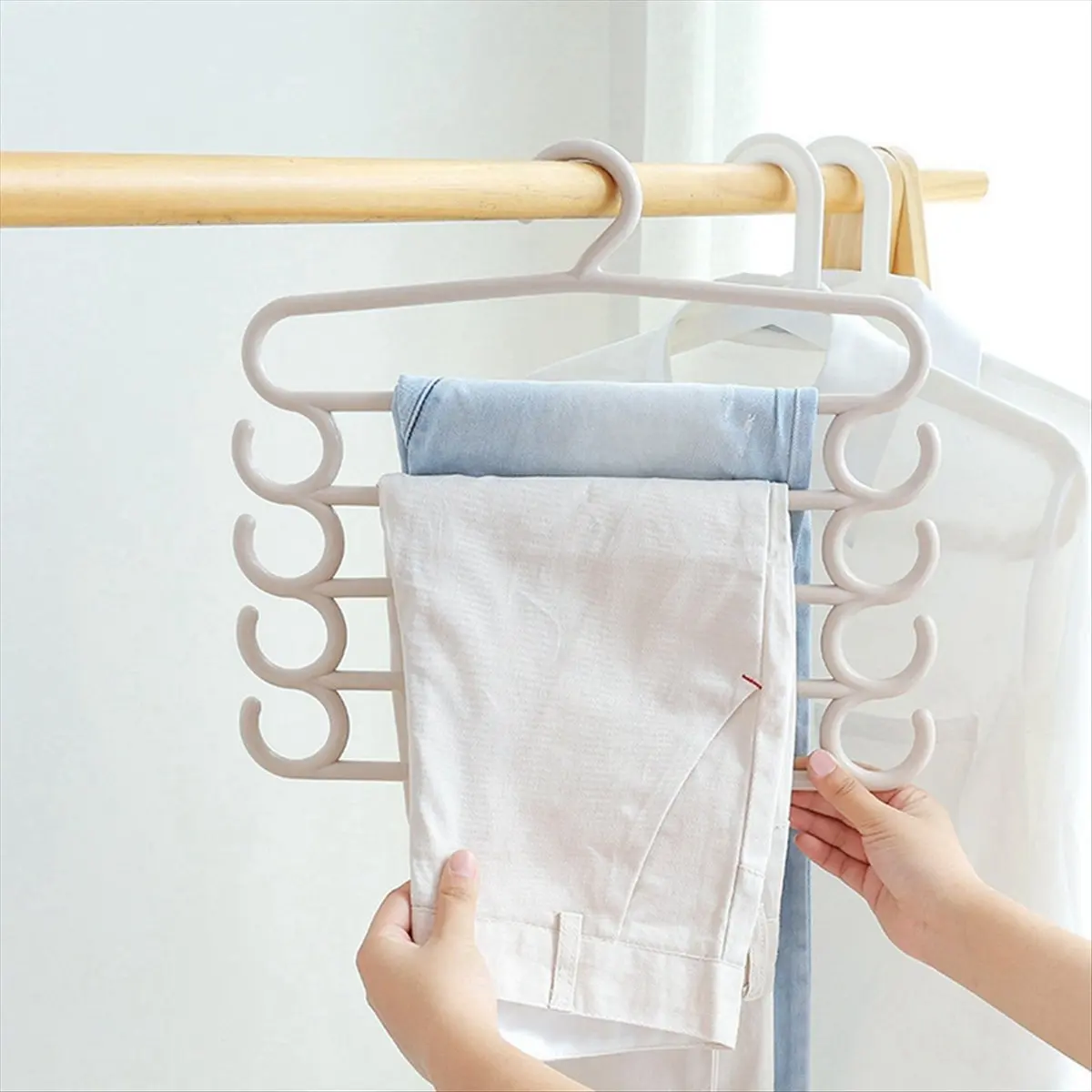 Pants Rack Multifunctional Household Saving Space Clothes 5 Layers A PP Five-layer clothes hanger