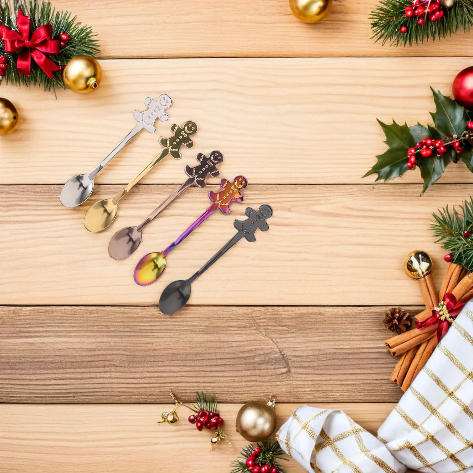 

Набор из 10 рождественских ложек-пряничных человечков из нержавеющей стали для кофе, десертов, чая и смешивания напитков на праздничных вечеринках