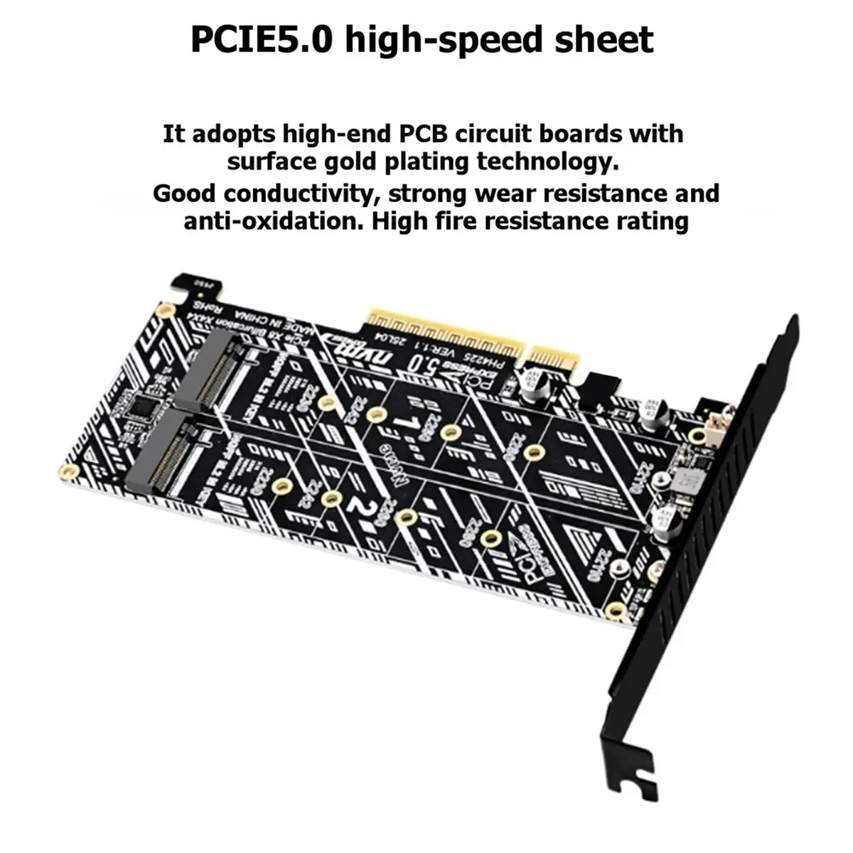 ~【On Sale】PCIEX8 PCIE5.0 Dual NVMe M.2 M-Key Array Expansion Card PCIe Splitter Card for 2230/2242/2260/2280/22110 SSD